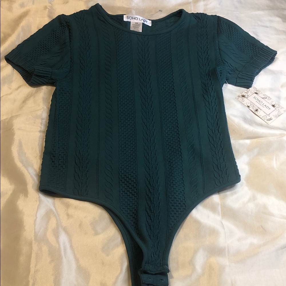 Soho Lady Teal Textured Bodysuit S/M